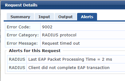 clearpass radius error